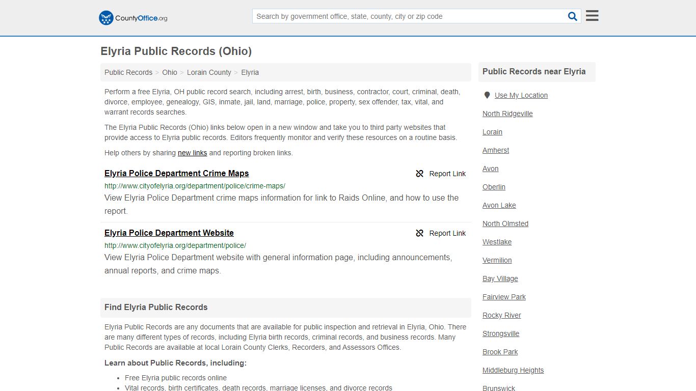 Public Records - Elyria, OH (Business, Criminal, GIS ...